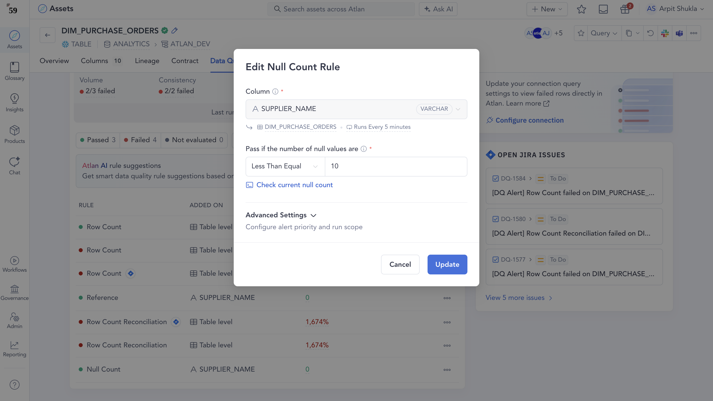 Run now in the rule editor to check current value