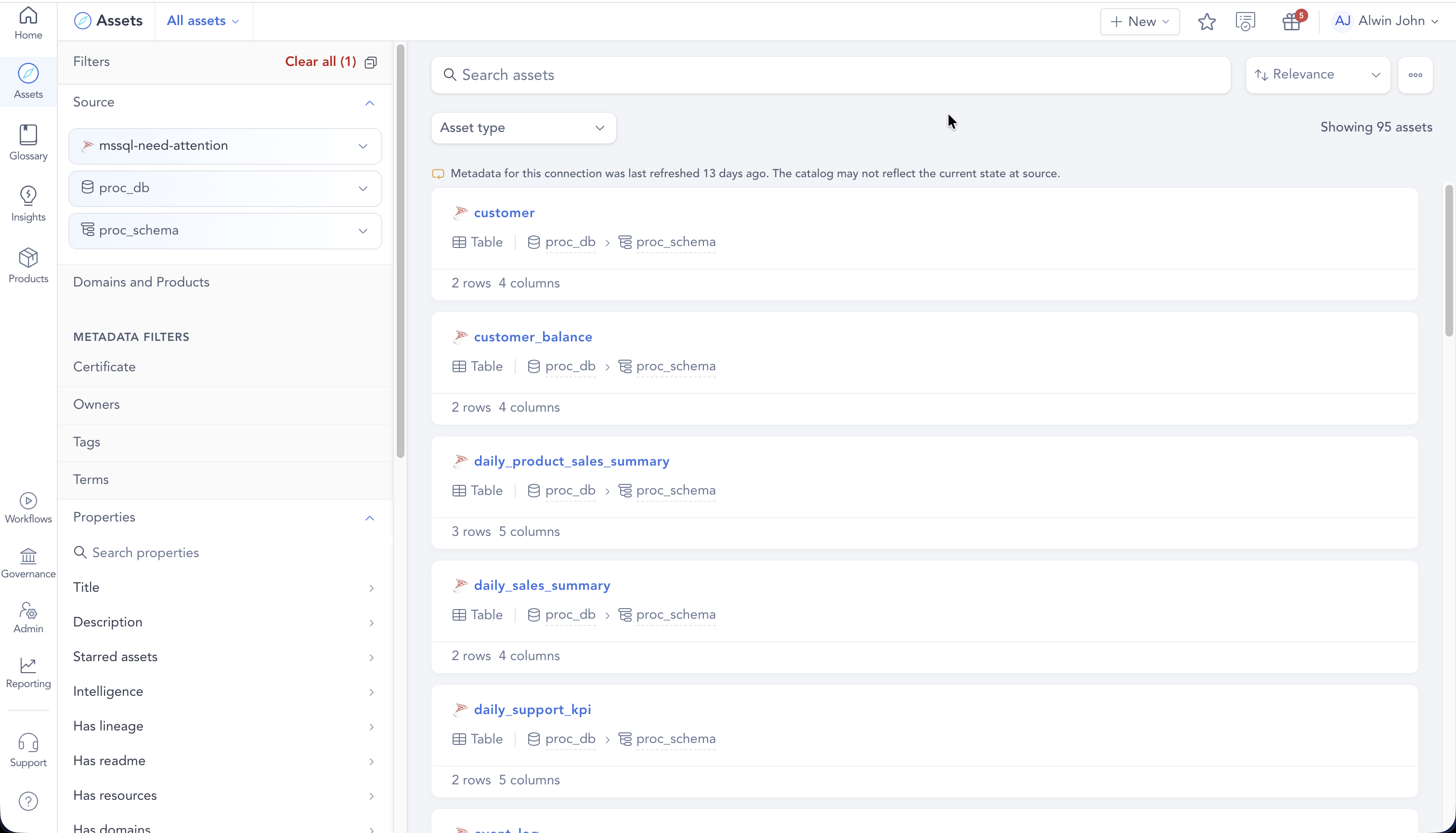 Metadata staleness nudge on assets